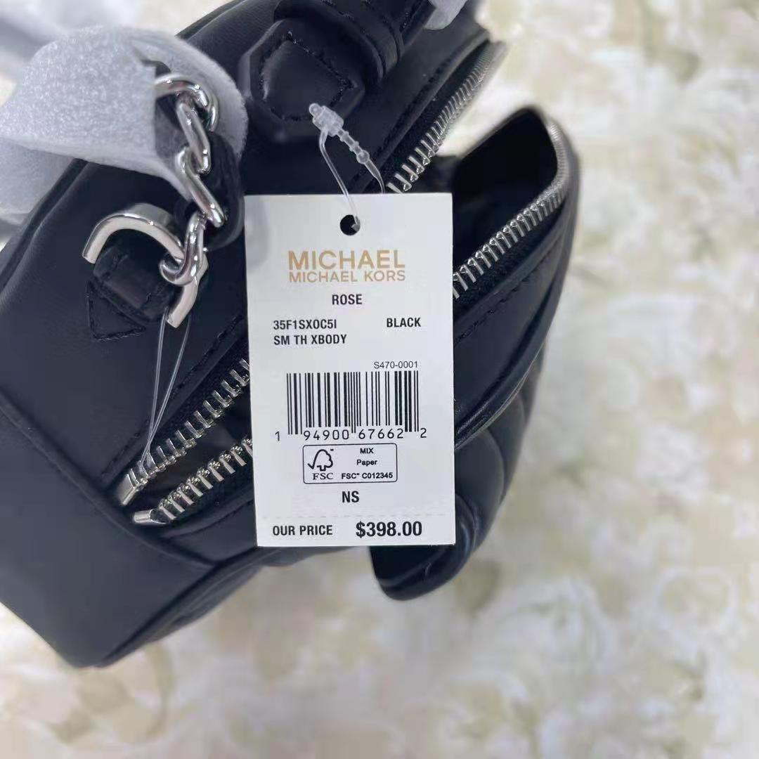 Michael Kors 35F1SX0C5I Small Rose Top Handle Leather Satchel Black Michael Kors 35F1SX0C5I Small Rose Top Handle Leather Satchel Black